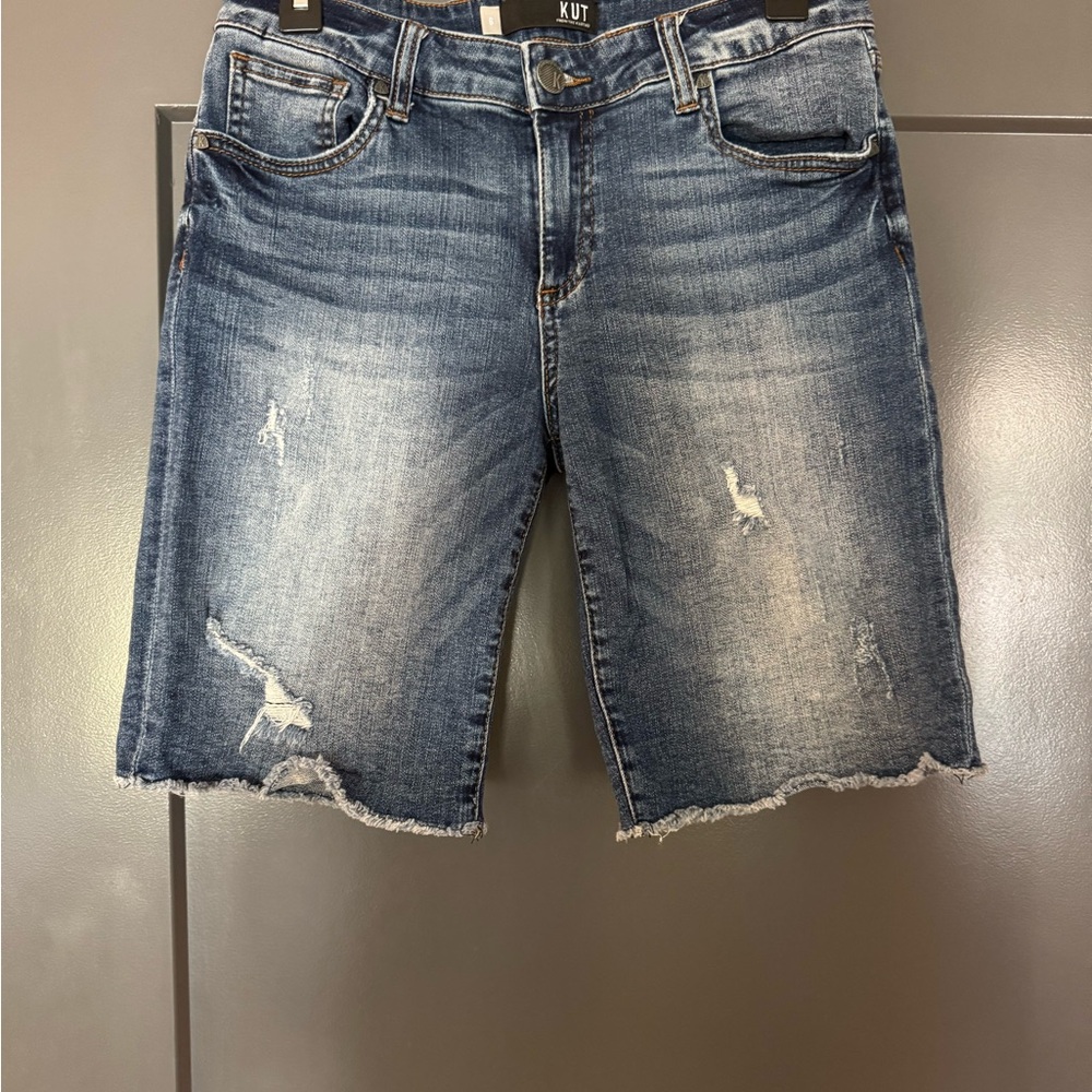 Kut from the Kloth Men's Distressed Medium Blue Jean Shorts